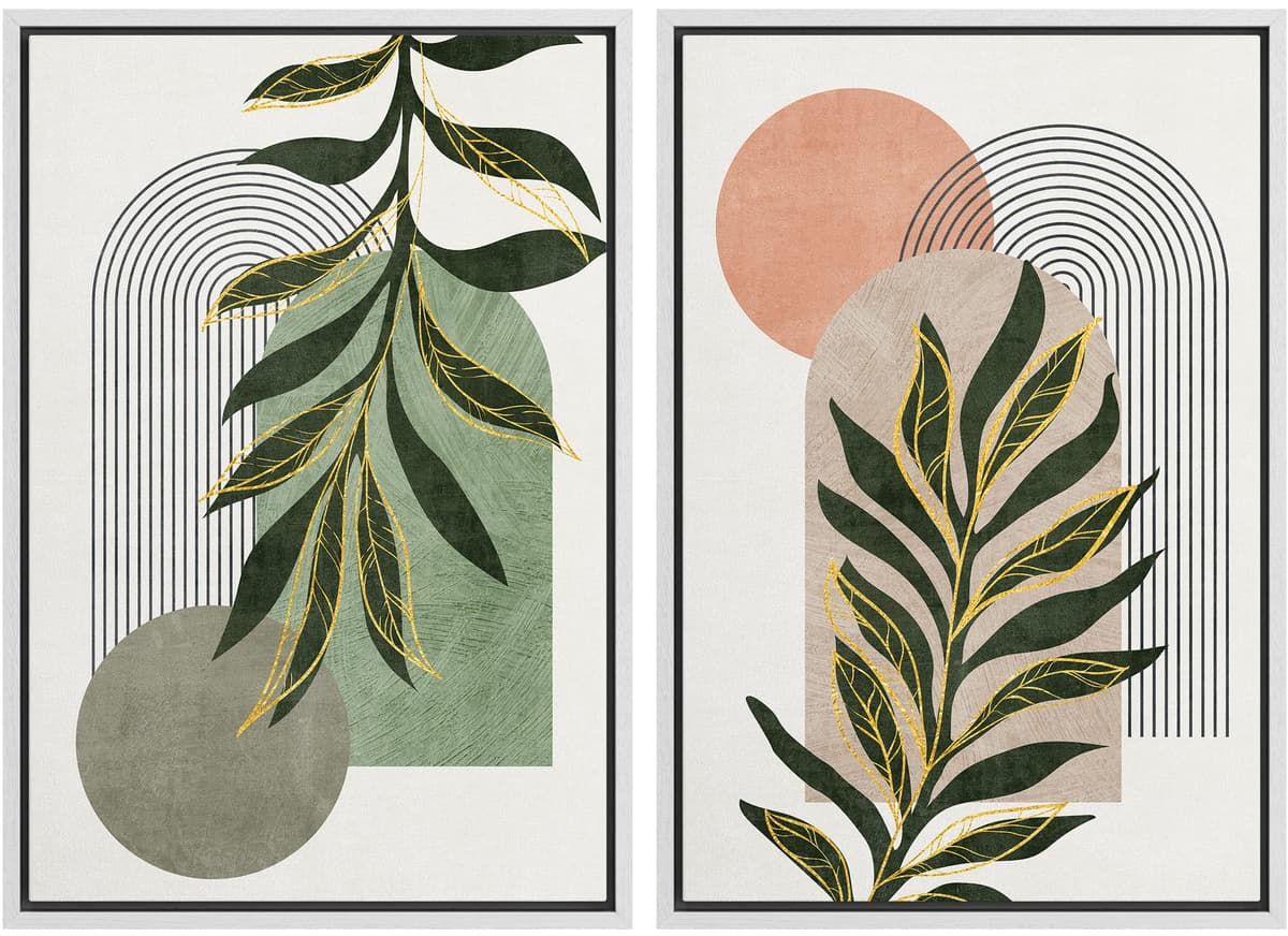 SIGNFORD Framed Canvas Print Wall Art Set Soft Hydrangea Pair Light Blue Florals with Green Leaves Illustration Modern Art Decorative Nordic Nature for Living Room, Bedroom, Office - 24"x36"x2 White — view 137