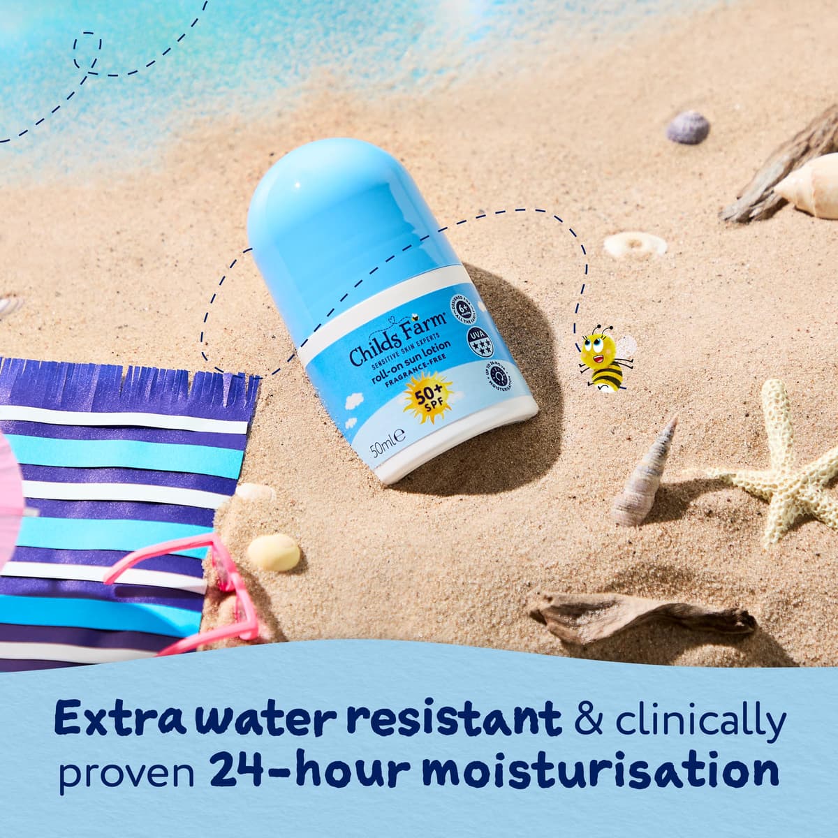Childs Farm Kids & Baby Sun Lotion Roll-On SPF 50+ | UVA & UVB Very High Protection | Extra Water Resistant | Fragrance Free | Suitable for Dry, Sensitive Skin, 50ml — view 4