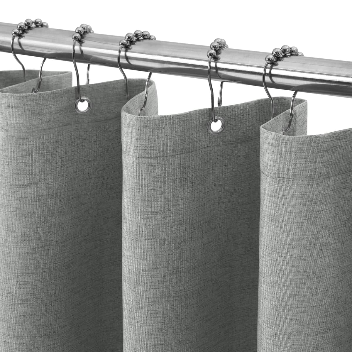 Cortina de Ducha para Baño Impermeable con Ganchos de Metal Cortina de Ducha de Tela Waffle Cortina de Baño Resistente y Antimoho para Bañera o Cabina - 152 x 182 cm (Blanco) — view 41