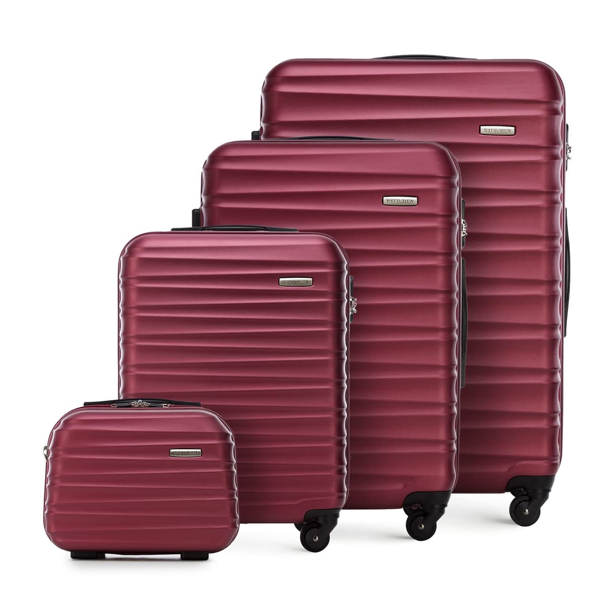 WITTCHEN Maleta Grande Trolley ABS rígido para facturación con 4 Ruedas giratorias Cerradura de combinación asa telescópica Groove Line Negro Ryanair/Vueling/Iberia/easyJet/Iberia Express — view 82