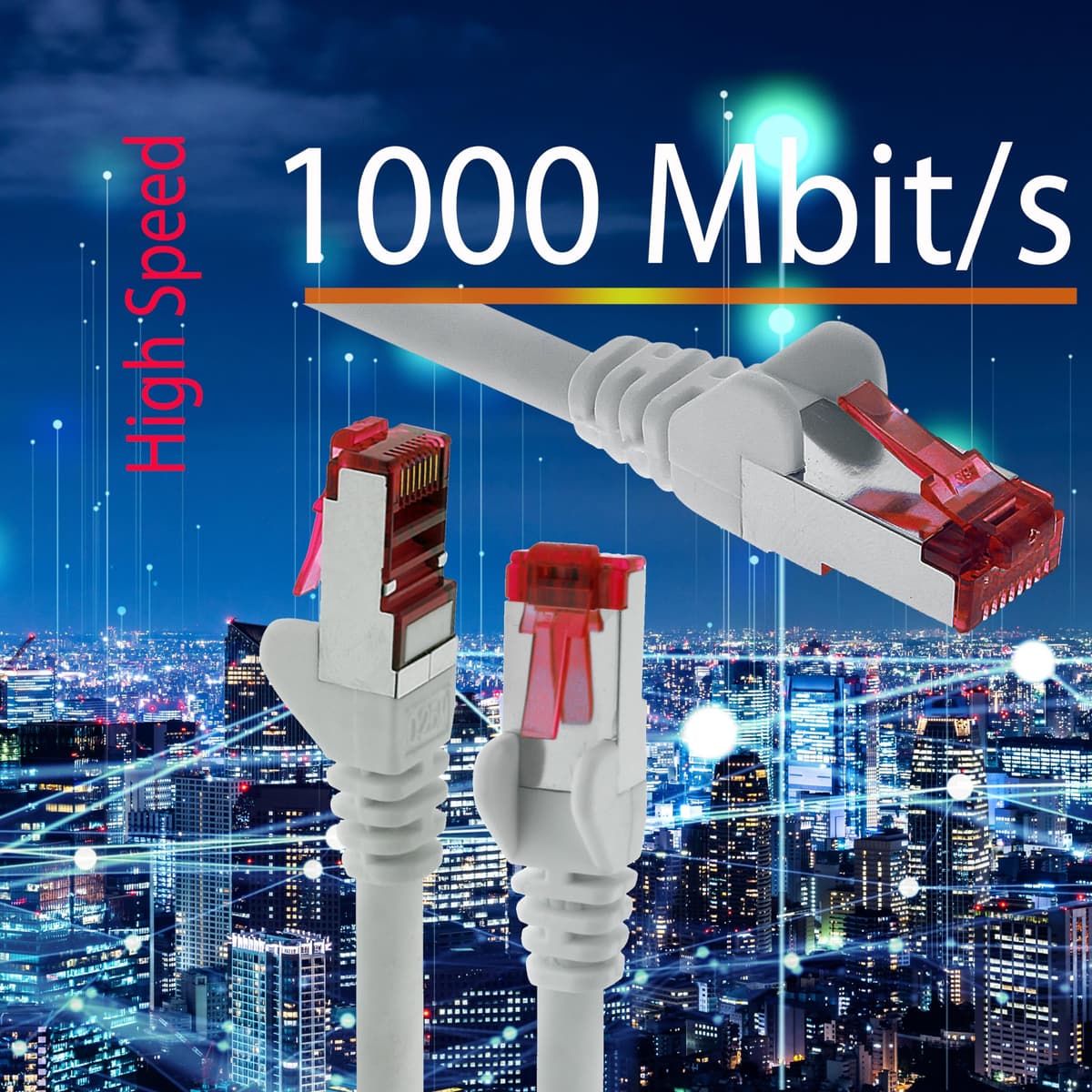 1aTTack - Cable de red SFTP PIMF con 2 conectores RJ45 de doble apantallamiento CAT 6 amarillo 30m — view 4