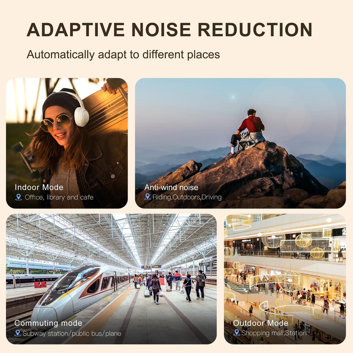QCY H3 Cascos Inalámbricos Bluetooth 5.4 Diadema con Cancelación de Ruido Activa Híbrida, Hi-Res Audio, 60 Horas de Reproducción, Plegables Auriculares Over Ear Compatible con iOS/Android — view 3