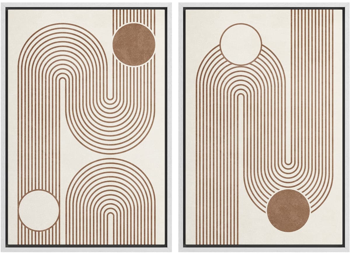 MUDECOR Framed Canvas Print Wall Art Set Watercolor Pastel Duotone Tan Landscape Abstract Shapes Illustrations Modern Art Decorative Contemporary for Living Room, Bedroom, Office - 24"x36"x2 Natural — view 135