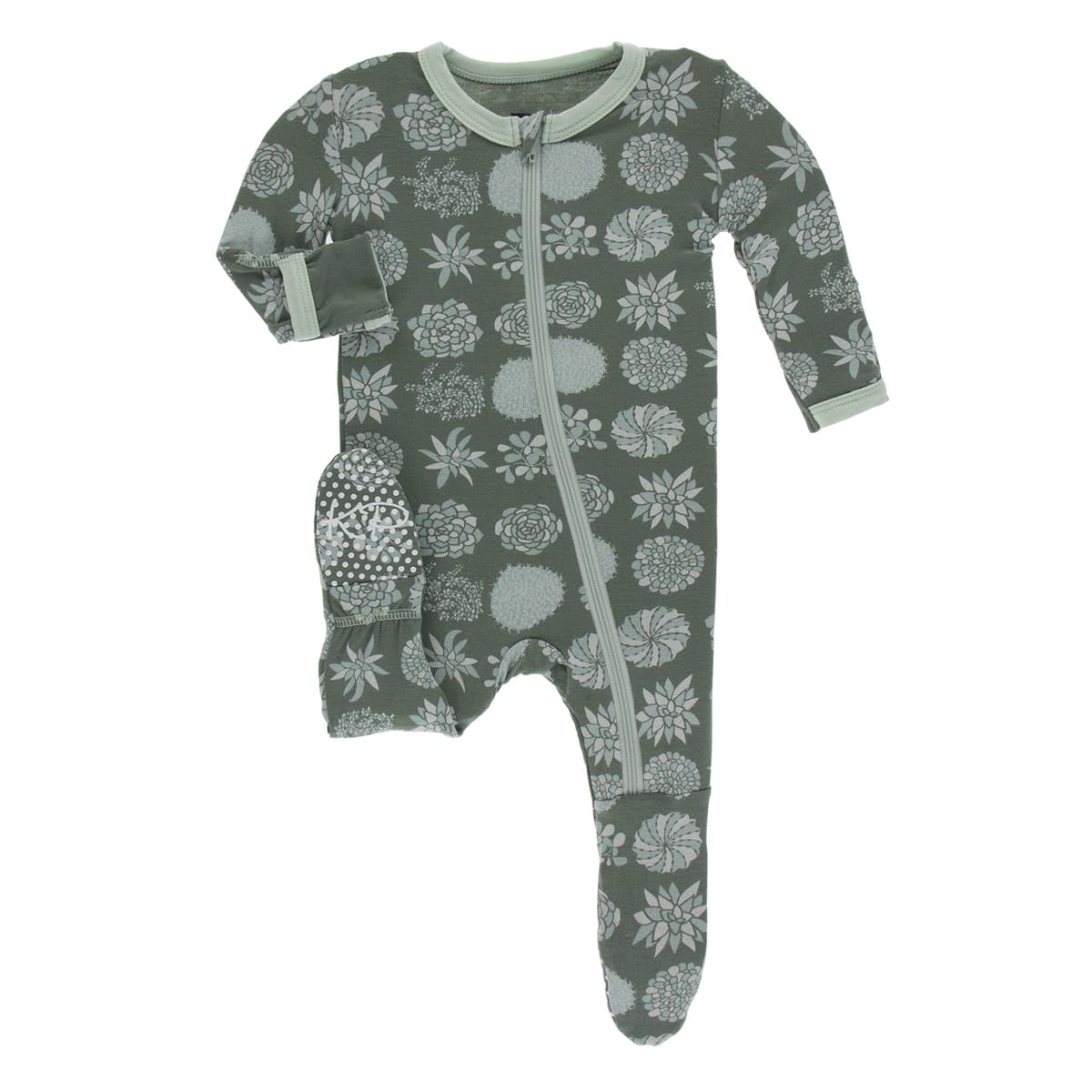 KicKee Pants Little Girls Basic Footie with Zipper - Lotus, 6-9 Months — view 12