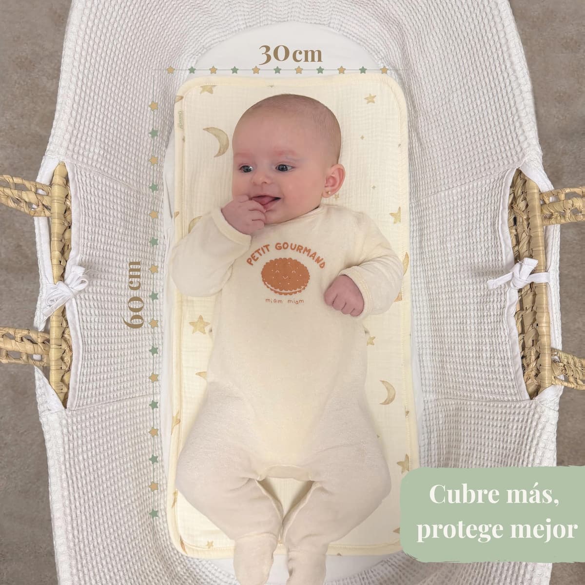 Pack de 3 Muselinas bebé algodón 100% orgánico Gots 60x30cm- Gasas de Muselina Suaves y Rizo Absorbente- Salvababas bebés Multiusos- Regalos para recién Nacidos niño y niña (Verde Salvia) — view 3