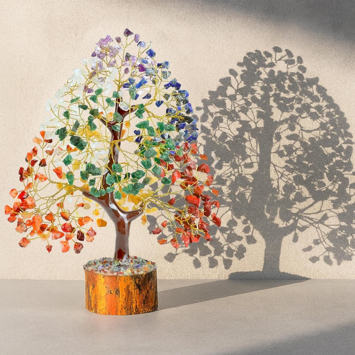 The Original 7 Chakra Crystal Tree Birthday Gifts for Women & men Crystal Tree of Life Sister birthday gift Home Decor Healing Crystals Gifts for Mom Positive Energy New Home House Warming Gift Women #01 Seven Chakra (Golden Wire)