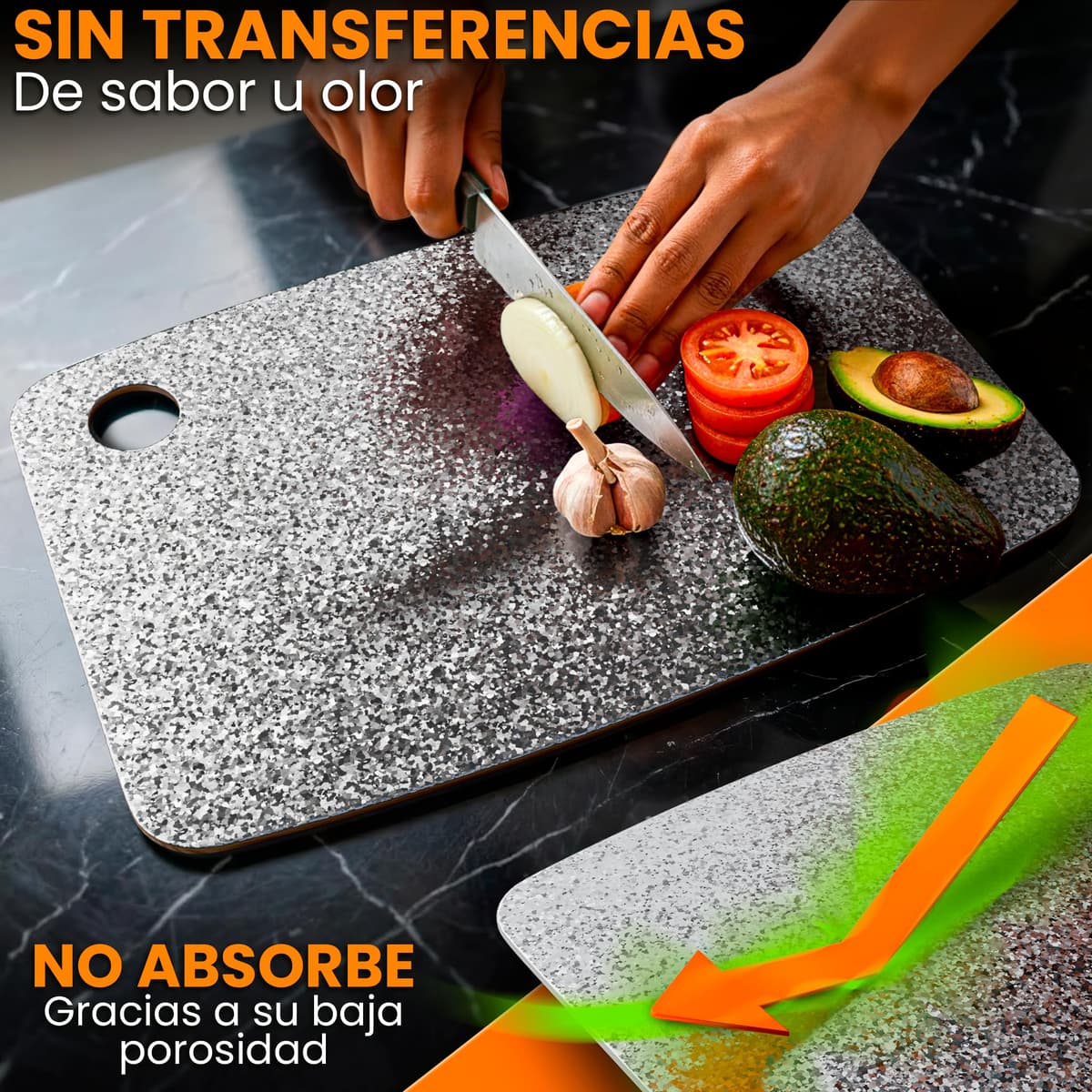 Tabla de cortar de titanio 100% puro – tabla cortar titanio doble cara, tabla antibacteriana para cocina, titanium cutting board ultra resistente, tabla de titanio puro premium (30x20cm) — view 5