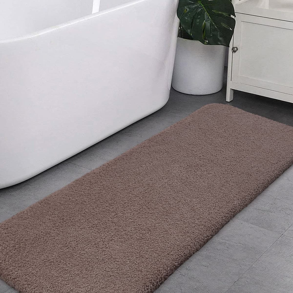 VANZAVANZU Alfombra de Ducha Antideslizante Espesa Absorbente Ultra Suave - Alfombrilla de Baño Mullido Microfibra, Lavable a Máquina - 40 x 60cm (Gris Claro) — view 40