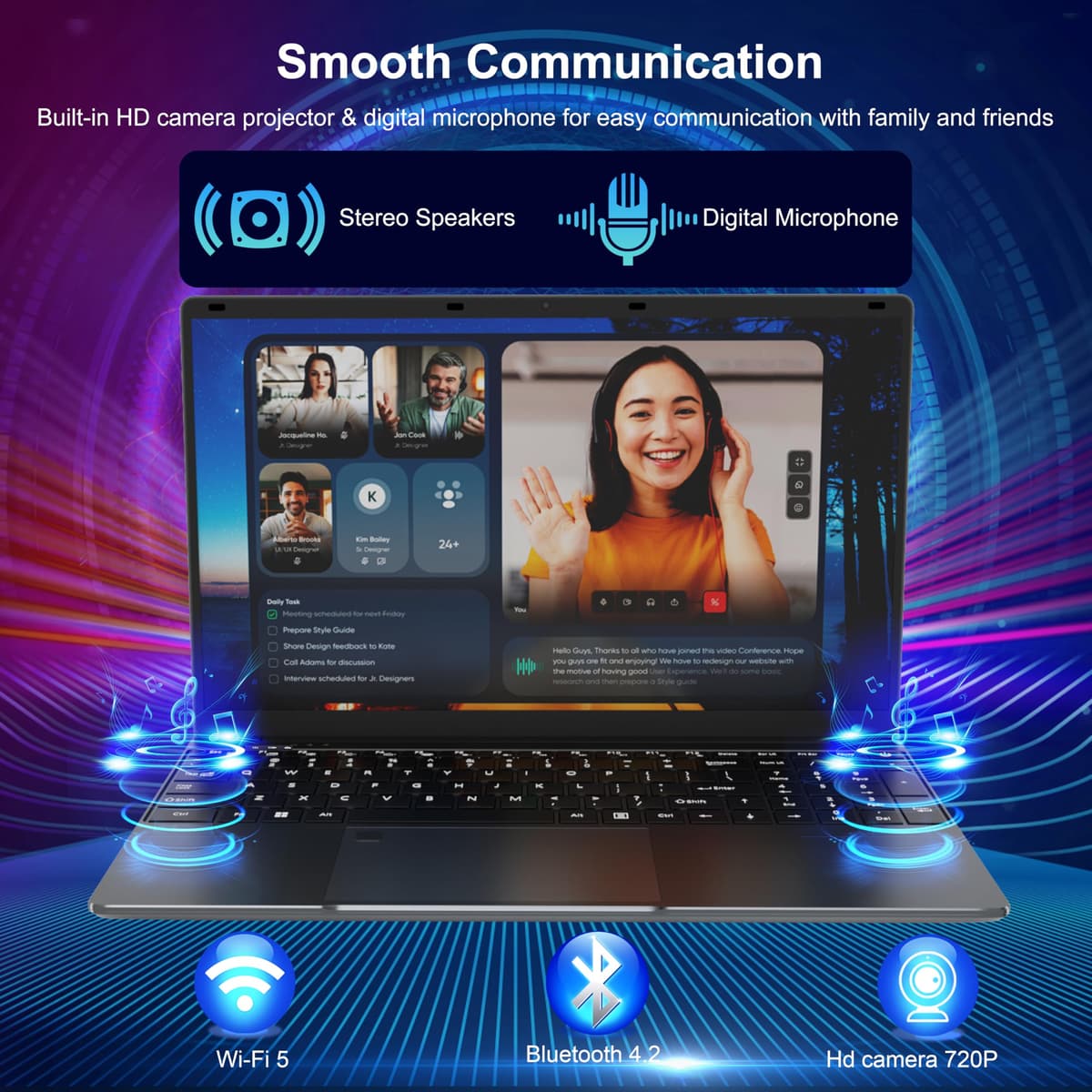 LEEDOW 15.6" Laptop Computer - Alder Lake-N95 Quad-Core Up to 3.4GHz,16GB RAM,512GB SSD,UHD Graphics Laptops,Fast Dual-Band WiFi,Bluetooth 5.0,USB 3.0,Mini-HDMI – Ideal for Study, Home& Office — view 5