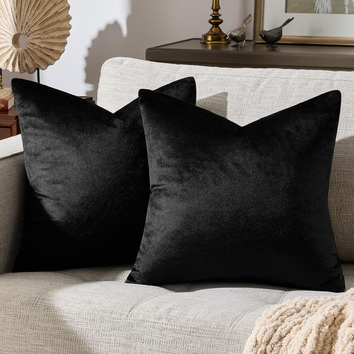 Gris Oscuro Terciopelo Almohada Cubre Caso Suave decoración Fundas de de cojín para sofá Dormitorio Coche Cama Casa Decor 30x50cm ，Pack de 2 — view 15