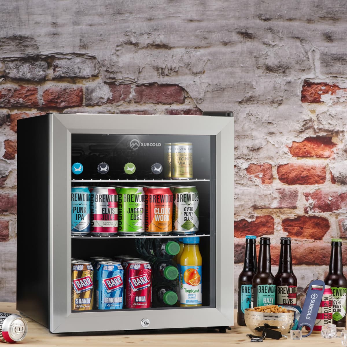 Subcold Super50 LED – Mini Fridge | 50L Beer, Wine & Drinks Fridge | LED Light + Lock and Key | Energy Efficient (Stainless Steel) — view 2