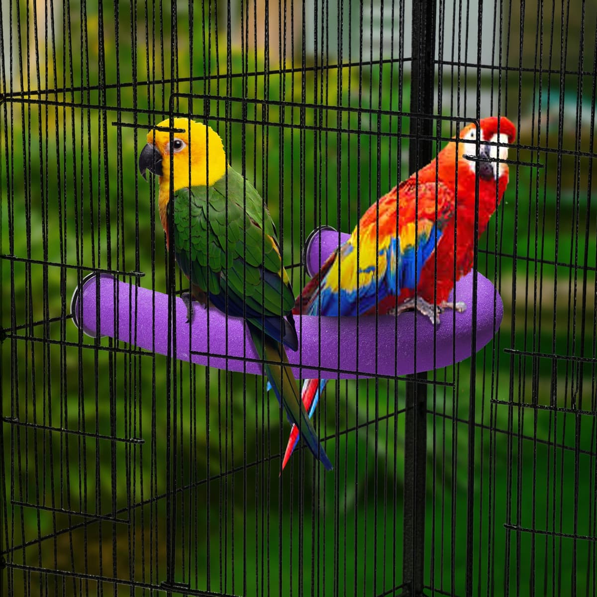 U Shape Parrot Perch Stand Pet Toy Bird Platform Sand Paw Grinding Clean Stick Cage Exercise Conure Budgie Cockatiel Accessories (Purple Large) — view 3