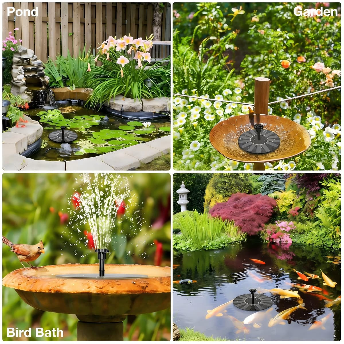 AISITIN Solar Water Fountain, Solar Powered Water Fountain with Multiple Nozzles, Floating Solar Pond Pump,Solar Water Feature for Bird Bath, Garden, Pond, Pool and Fish Tank — view 7
