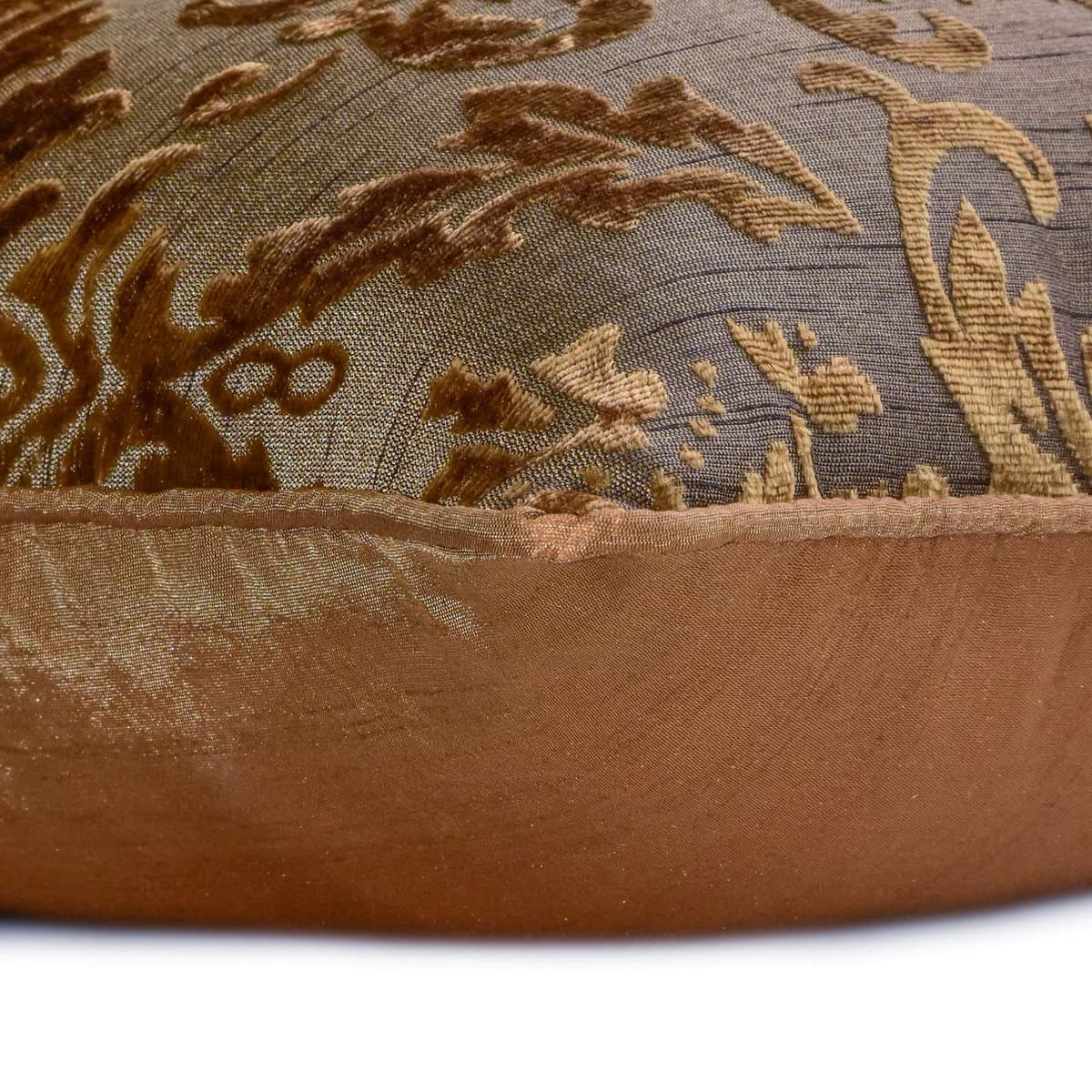The HomeCentric Decorative Olive Green Pack of 2, 35x35 cm (14"x14") Cushion Covers, Velvet Burnout Velvet Cushion Covers, Damask Pattern Modern Style - Folding Flames — view 2