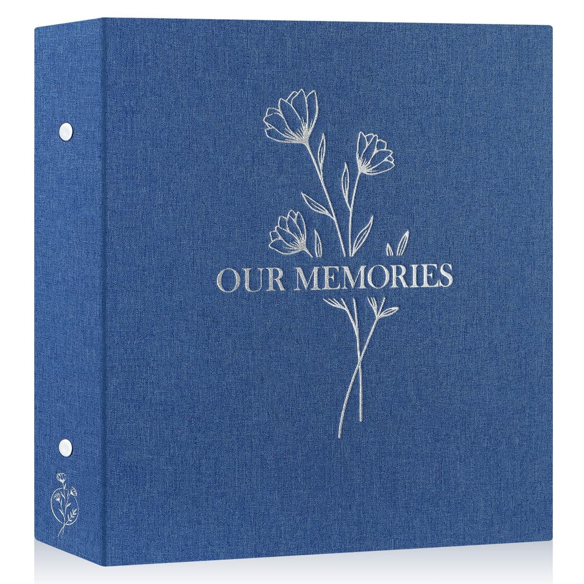 Lanpn Lino Album de Fotos 10x15 600, OUR MEMORIES Tapa Dura Grande Album para Photos Bolsillos Verticales Horizontal Azul