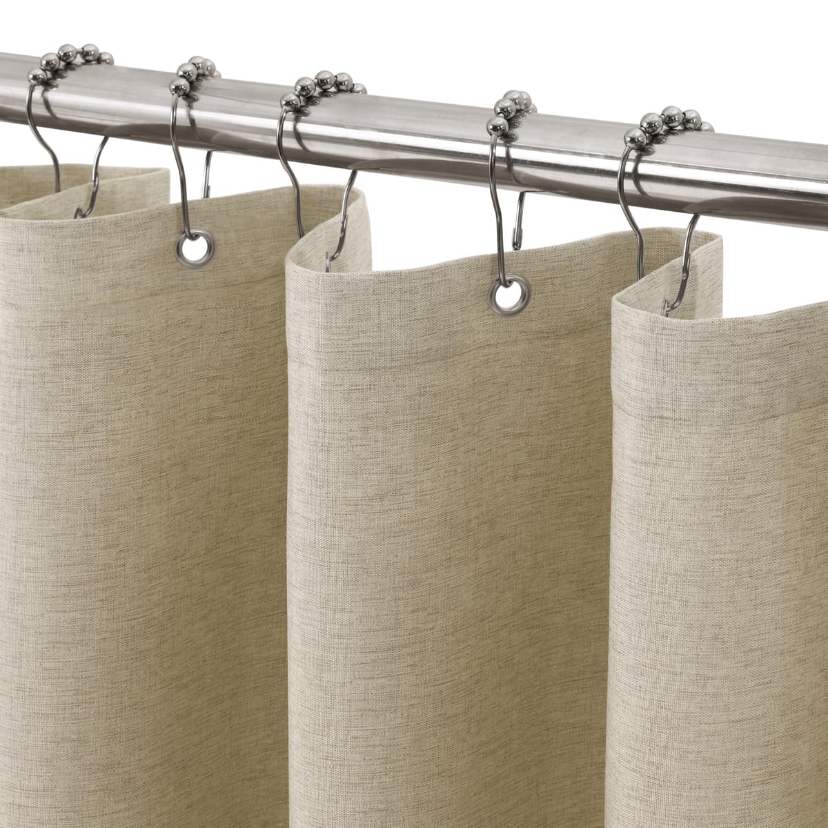 Cortina de Ducha para Baño Impermeable con Ganchos de Metal Cortina de Ducha de Tela Waffle Cortina de Baño Resistente y Antimoho para Bañera o Cabina - 152 x 182 cm (Blanco) — view 34