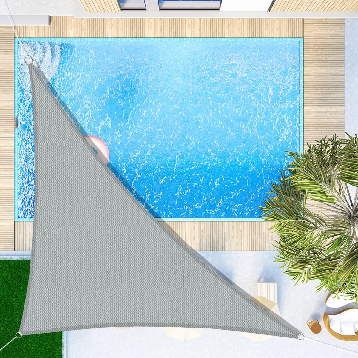 SUNNY GUARD Toldo Vela de Sombra Impermeable 3x3x3m Triangular a Prueba de Viento protección UV para Patio,Jardín, Exteriores, Terraza, Color Arena — view 12
