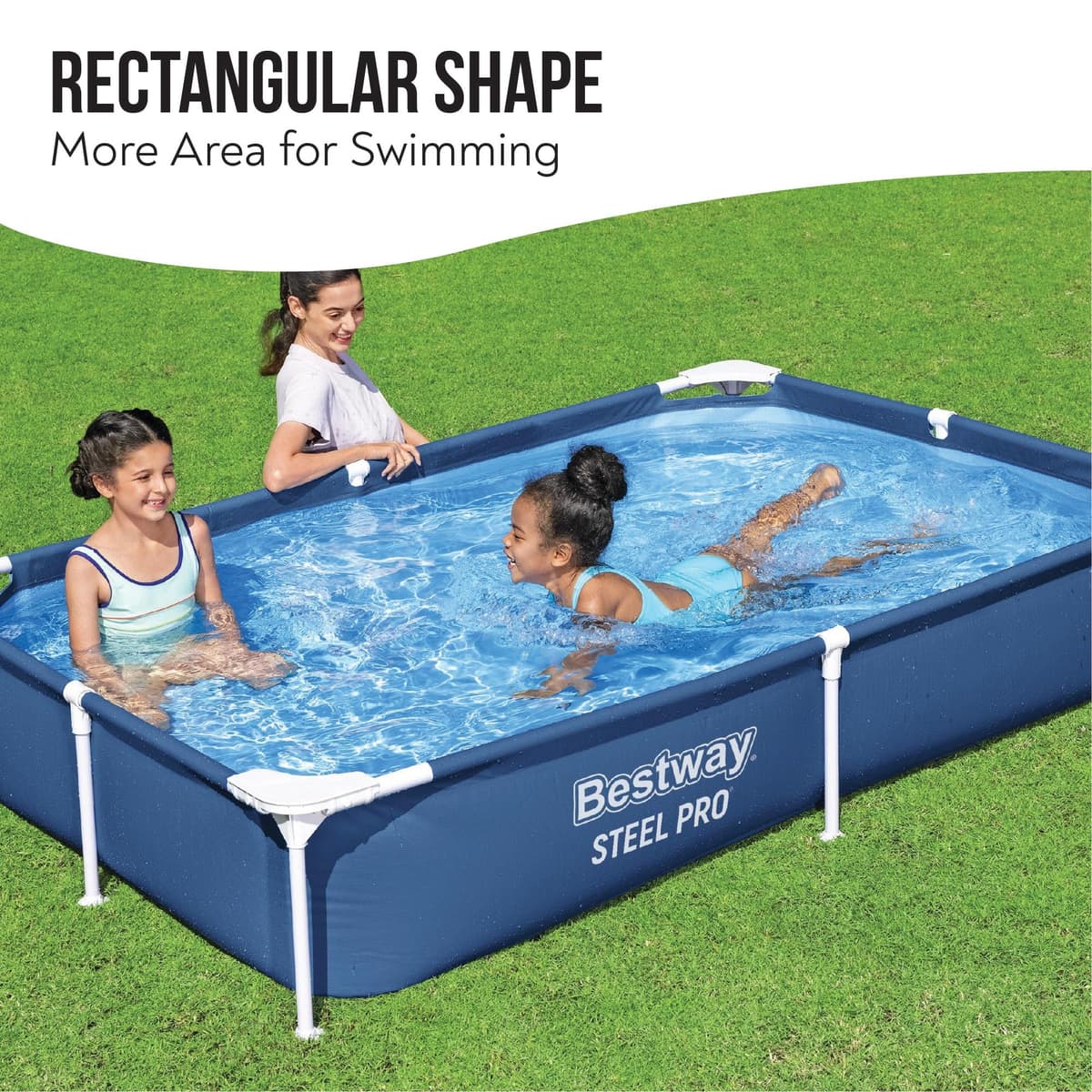 Bestway Steel Pro Pool, Swimming Pool, Rectangle Above Ground Fast Set Pool, Children’s Detachable Pool, Multiple Sizes — view 4