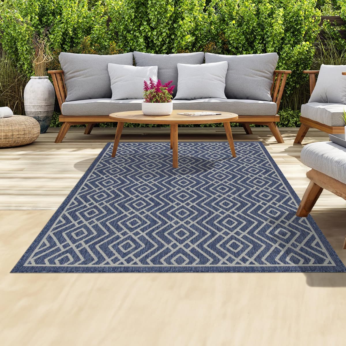 homeart Outdoor Rugs | Easy-Cleaning Indoor & Outdoor Area Rugs for Porch, Deck, Balcony, Garden, Picnic, Kitchen, Hallway | UV & Weather-Resistant Large Patio Rug Mats | Green Cream, 80 x 150 cm — view 64