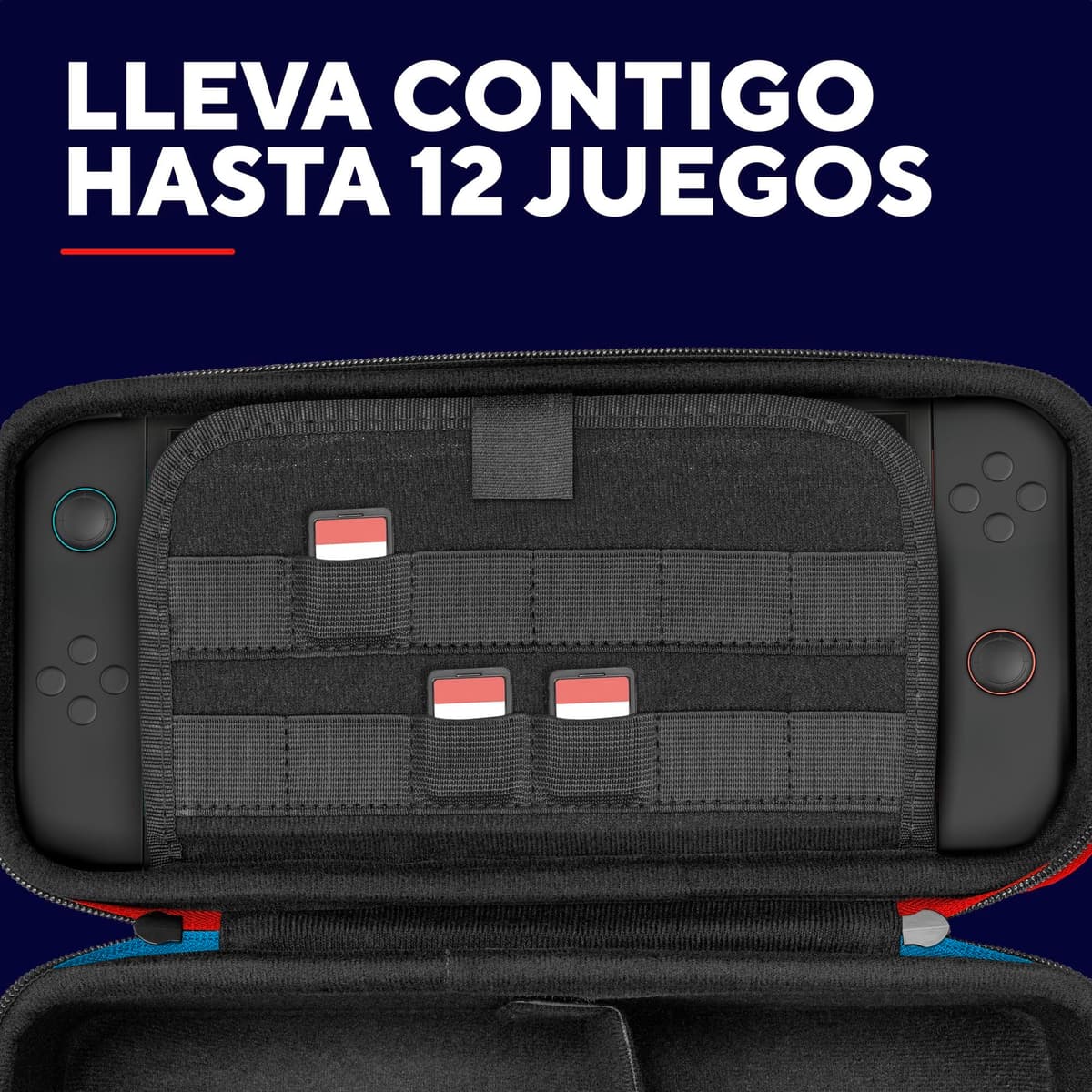 GXTrust 1252 XL Funda para Nintendo Switch 2, Carcasa Estuche Rigido de Transporte para Consola y Accesorios, Funda Protectora Dura, Bolsillo para 4 Joy-Cons y 12 Cartuchos de Juego, Negro — view 4