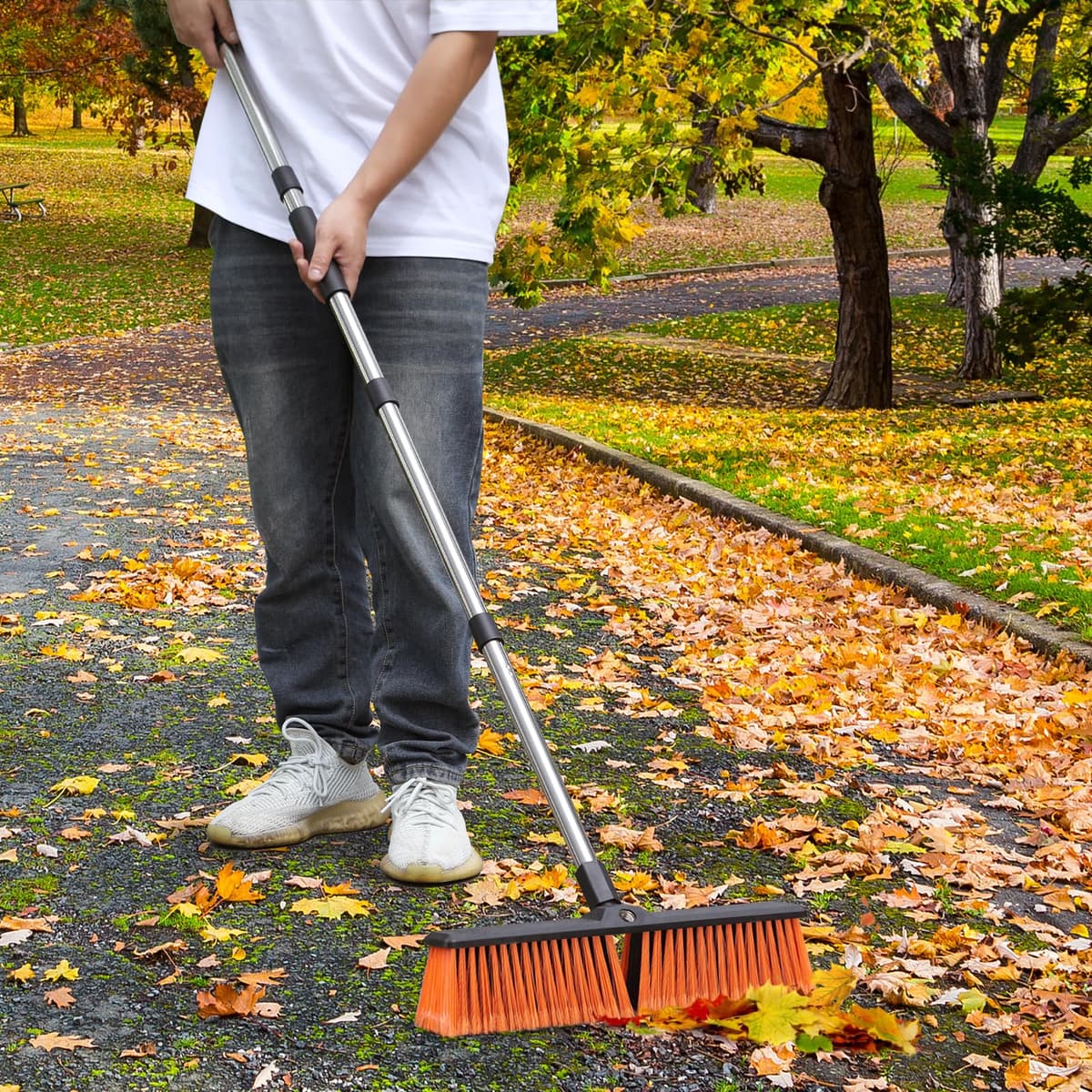 Mitclear 45 cm Outdoor Brush with Extendable Handle (163 cm), Heavy Duty Outdoor Broom with Hard Bristles, Sweeper Brush for Garden, Artificial Lawn, Terrace, Garage, Patio, Sidewalk — view 2