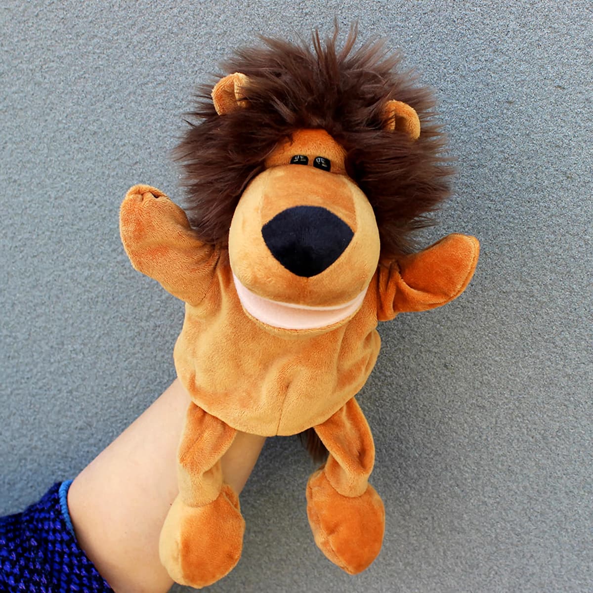 LOMTRATS Marionetas de mano de animales para contar historias, incluye lobo, tigre, león y mono con patas, ideal para enseñanza y regalos de cumpleaños (boca abierta móvil)