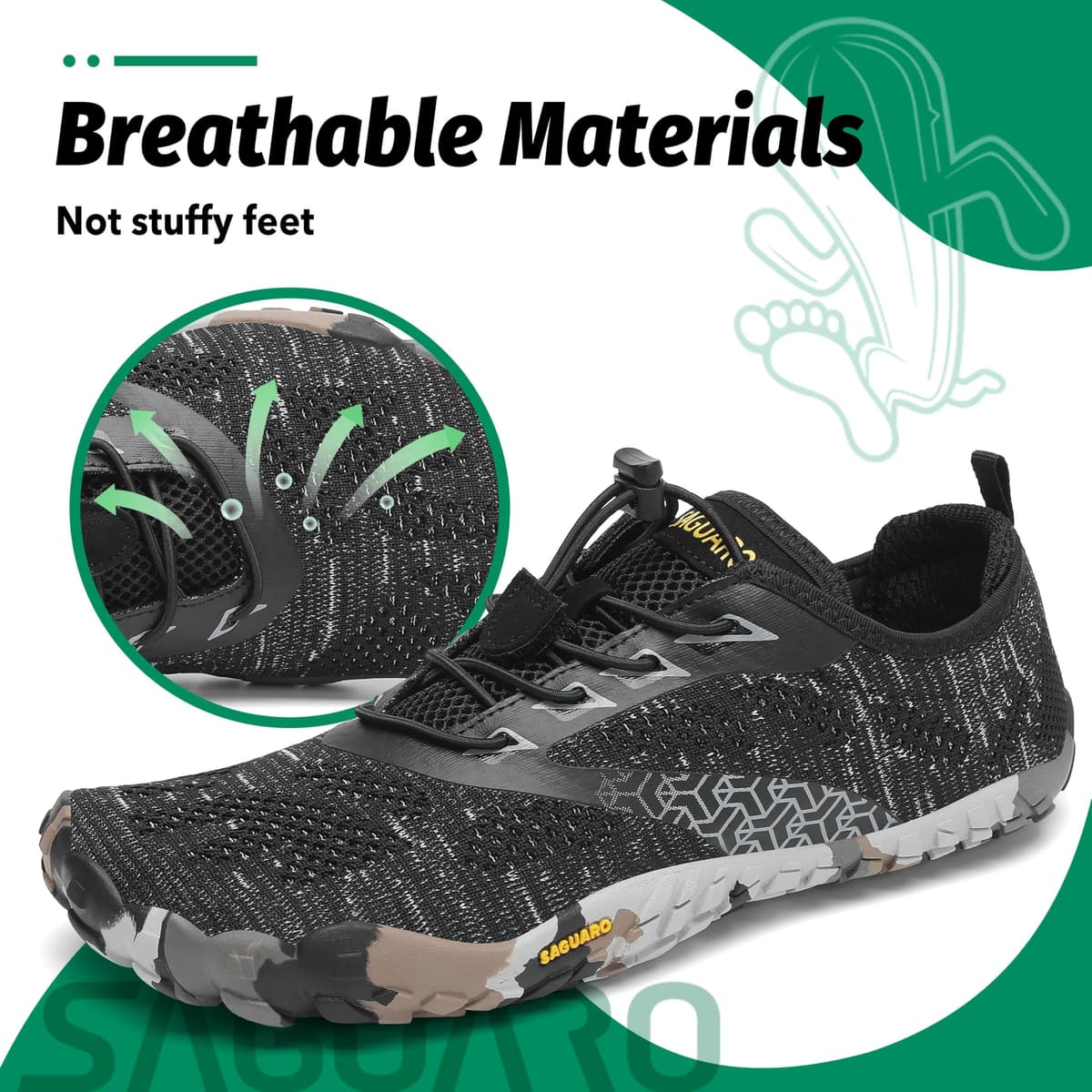SAGUARO Versátil Minimalistas Zapatillas Ligeras Flexibles para Exterior Interior - Gym Asfalto Playa Montaña, Unisex-Adulto — view 3