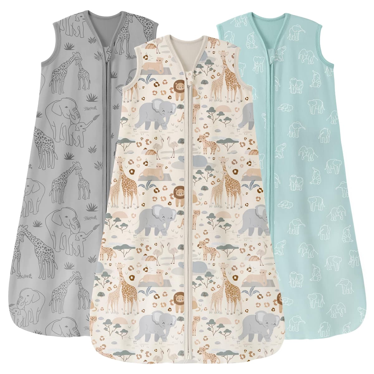 Unnivoll Saco de Dormir Bebe Verano 0.5 Tog, 84cm/12-18 meses, Paquete de 3, Transpirable 100% Algodón, Para Unisex Niñas Niños