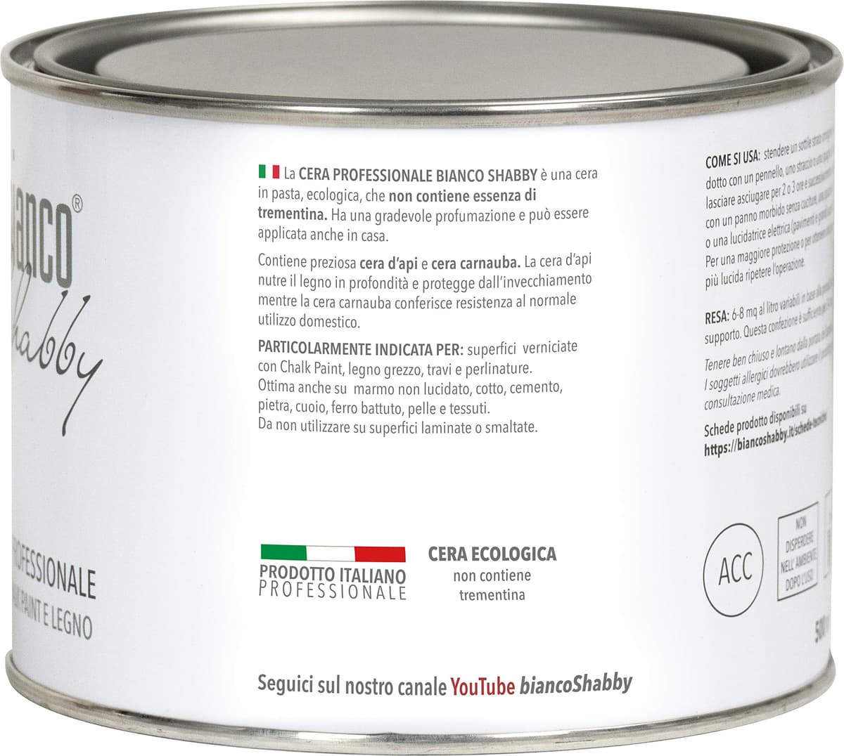 bianco Shabby Cera profesional transparente para decoración y restauración con cera de abeja y cera carnauba (500 ml) — view 2