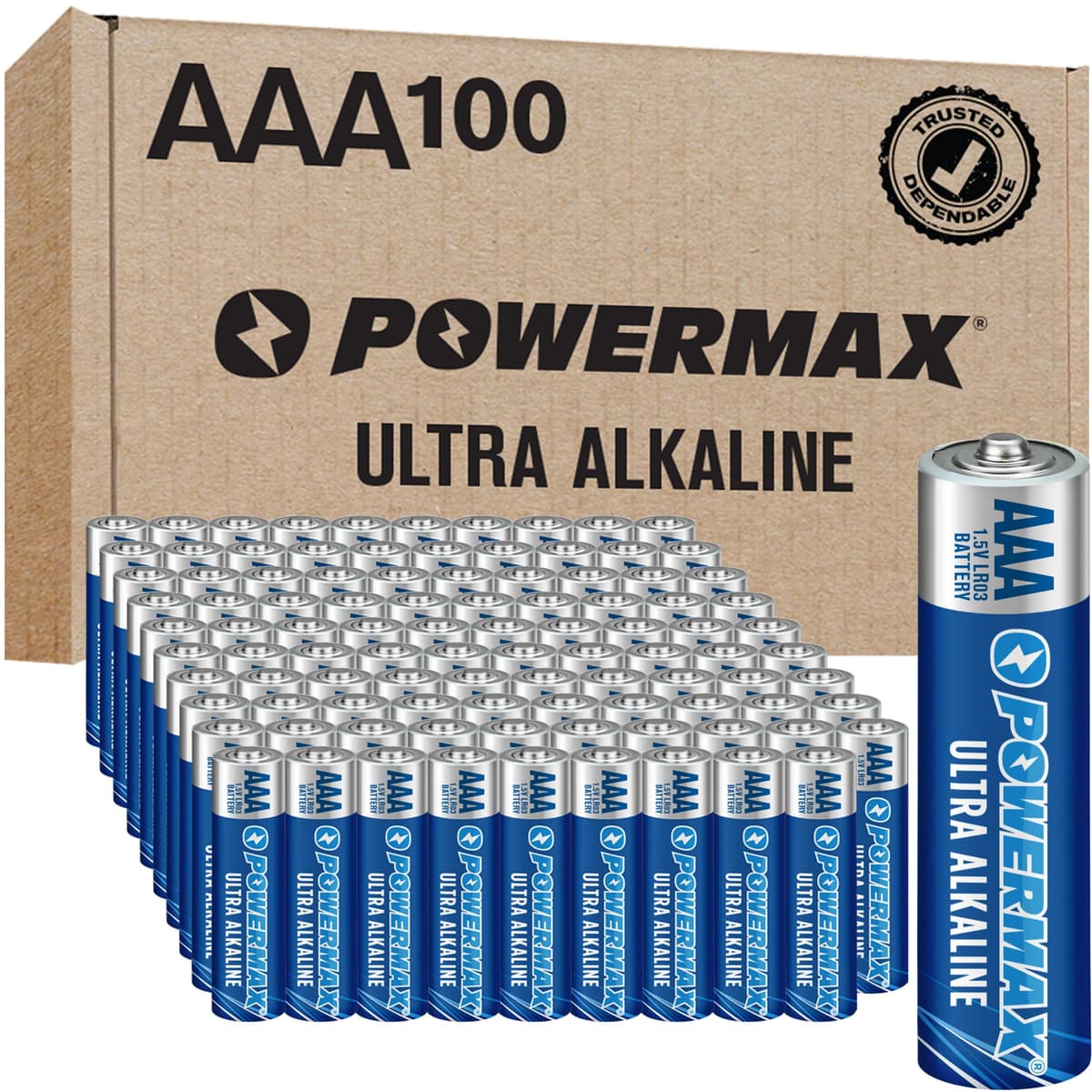 Powermax 24-Count Triple AAA Batteries, Ultra Long Lasting Alkaline Battery for Home and Office, 10-Year Shelf Life, Reclosable Packaging — view 7