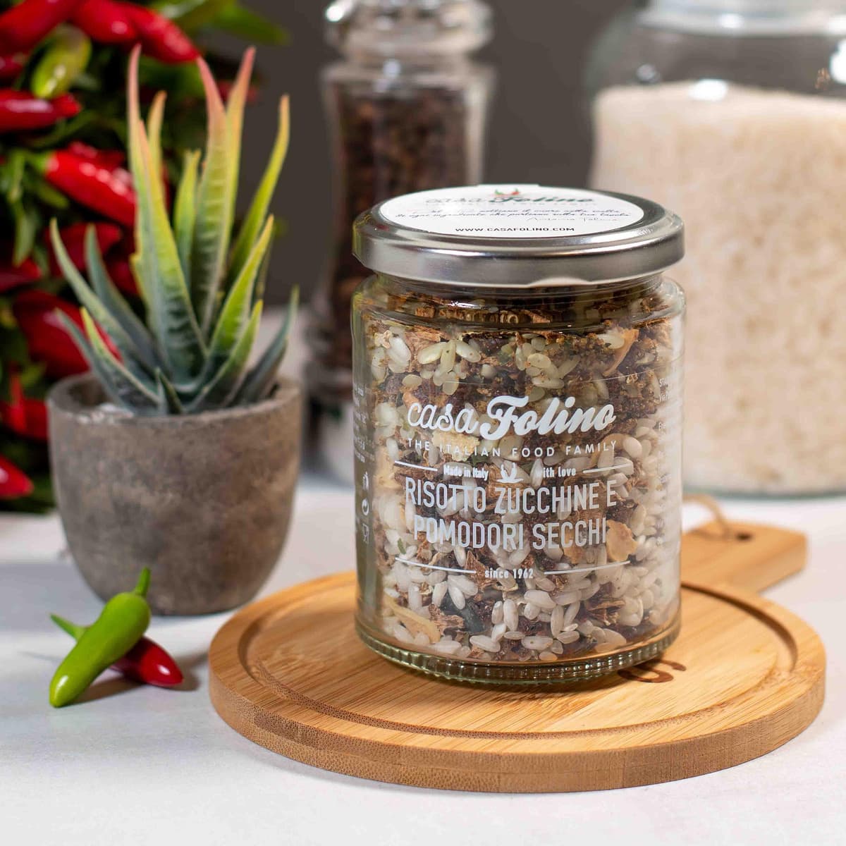 CasaFolino Risotto listo calabacín y tomates secos, 200 g, platos preparados para arroz carnaroli sin gluten sin lactosa (200 g, Calabacines y tomates secos) — view 4