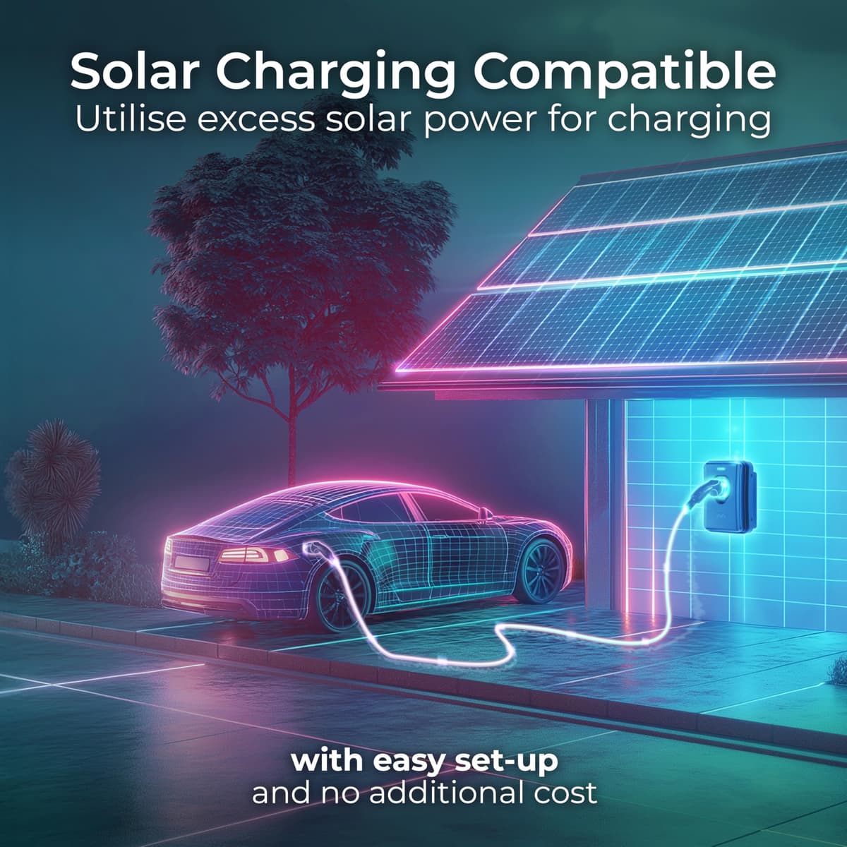Masterplug Smart EV Home Wall Charger for Type 2 Electric and Plug-In Hybrid Vehicles, Socket Only, Mode 3, Auto-Lock, Solar Charging, Single Phase, Wi-Fi, Black, IP55, 7.4kW, 32A, EVCM3SS7B-MP — view 5