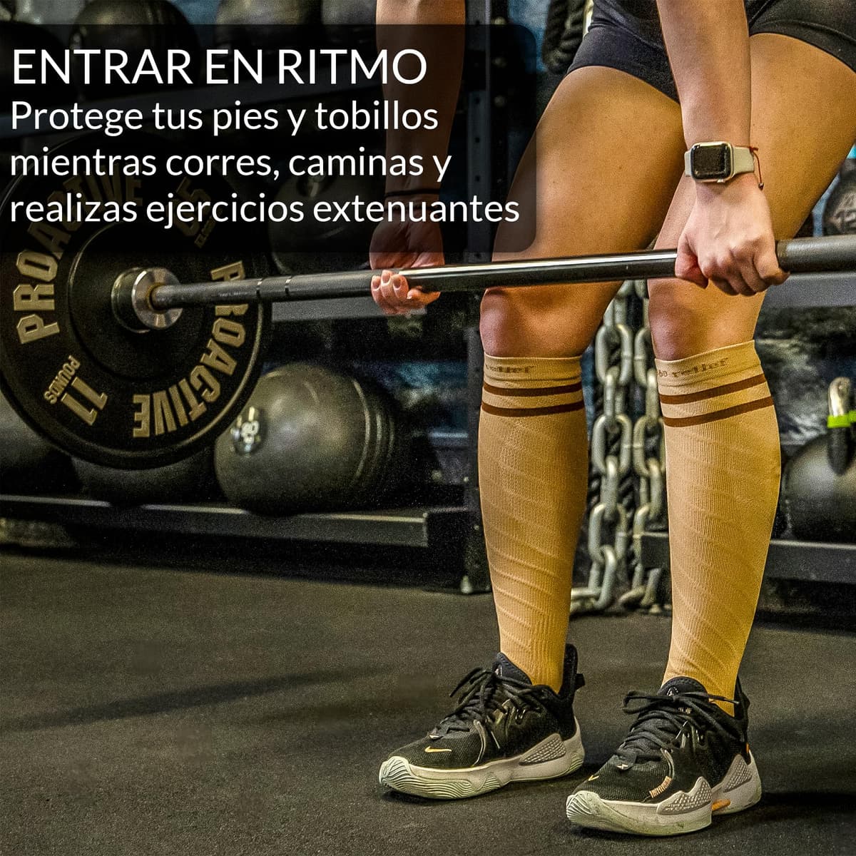 360 Relief Medias de Compresión Mujer y Hombre - 1 Par Calcetines de Compresión para Deportes, Correr, Volar, Viaje, Trabajo, Footing - S/M Beis con Bolsa de Malla — view 27