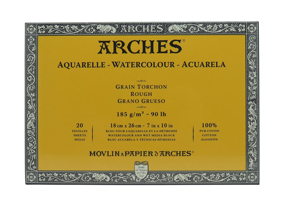 Arches - Papel de acuarela, bloc 12 hojas engomado 1 lado, grano fino, 300 g/m², 23 x 31 cm — view 23