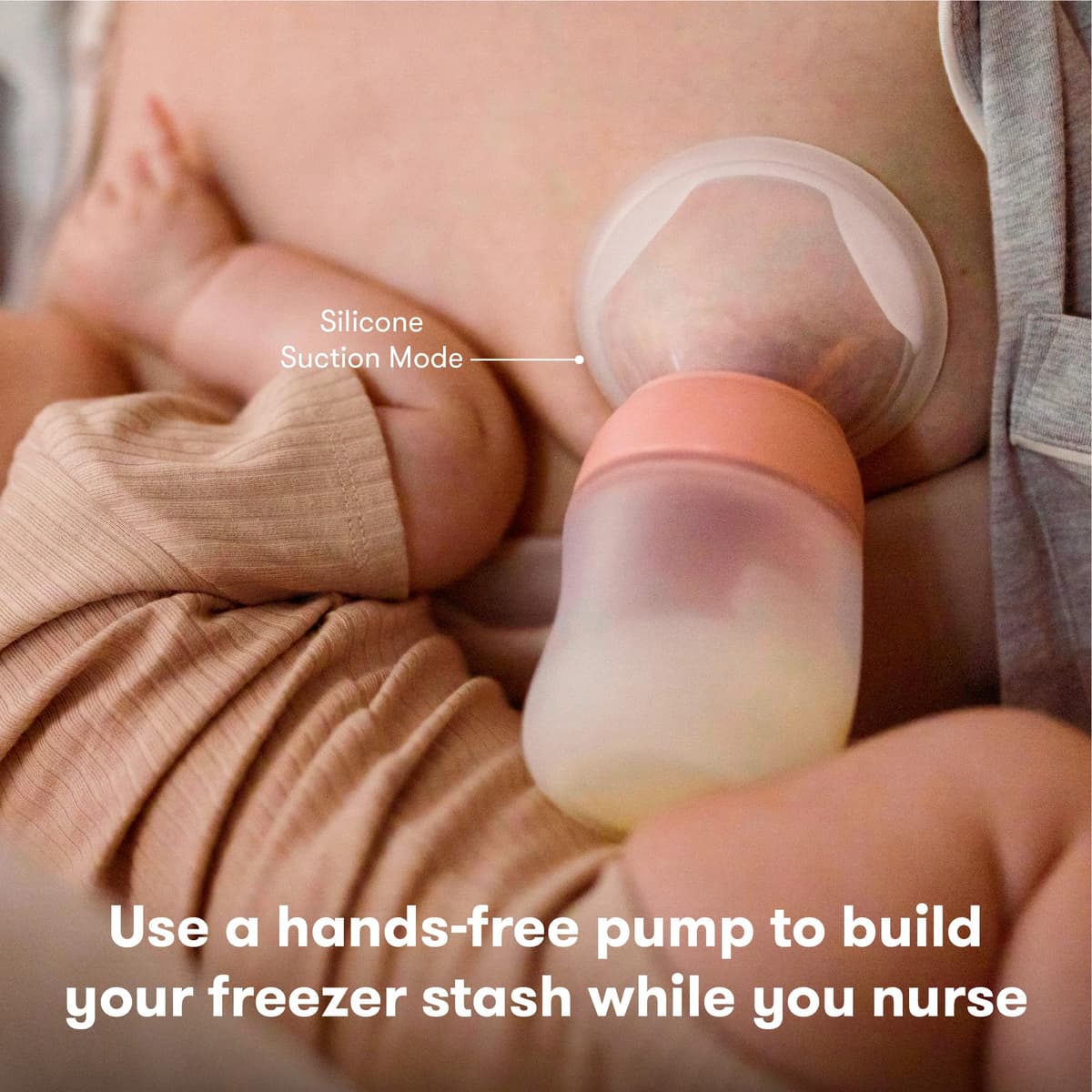 Frida Mom 2-in-1 Breast Pump: Manual Hand Pump & Hands-Free Automatic Suction Cup, Dual-Mode, Wireless Milk Collector, Ergonomic Handle, SoftFeel Flange for Breastfeeding — view 5