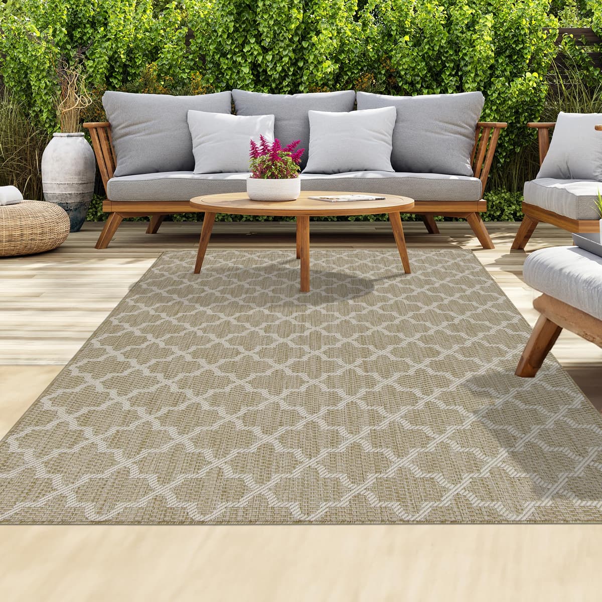homeart Outdoor Rugs | Easy-Cleaning Indoor & Outdoor Area Rugs for Porch, Deck, Balcony, Garden, Picnic, Kitchen, Hallway | UV & Weather-Resistant Large Patio Rug Mats | Green Cream, 80 x 150 cm — view 20