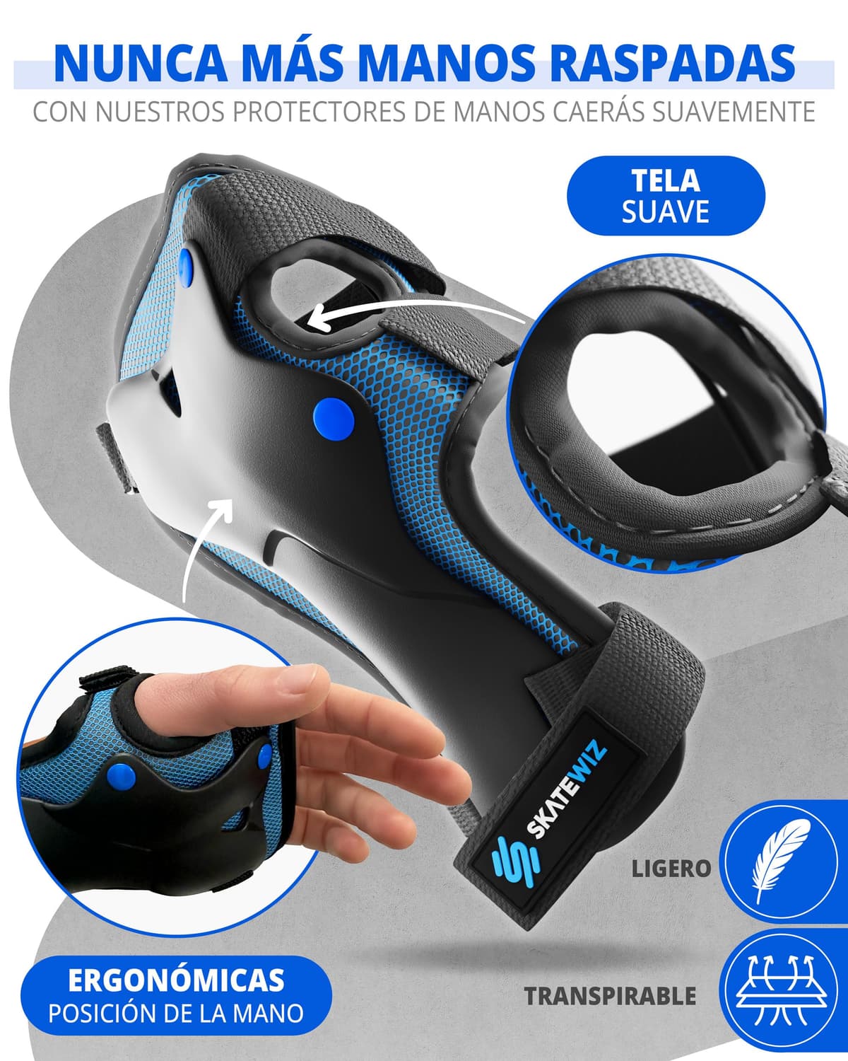 SKATEWIZ Protecciones Patines Niña, Niño e Adulto [6 piezas] Rodilleras y Coderas Niño Patinaje, Patines, Rodilleras Para Niños - Marca Alemana — view 9
