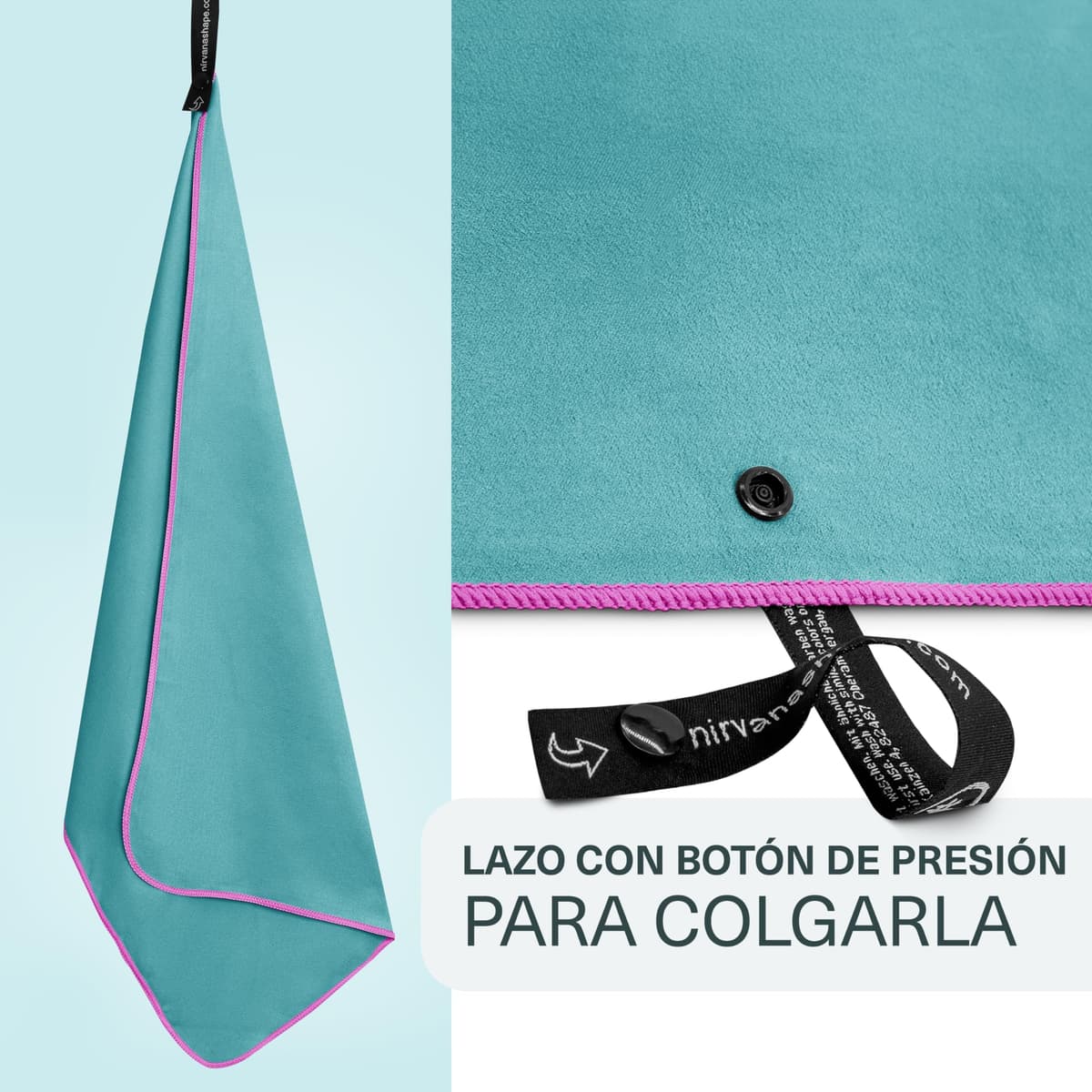 NirvanaShape Toalla de Microfibra 60 x 40 cm, Toalla de Viaje Ligera y compacta - Toalla de Microfibra para Viajes, Vacaciones, Fitness - sin Bolsillo en la Esquina ni Bolsa de Embalaje — view 4