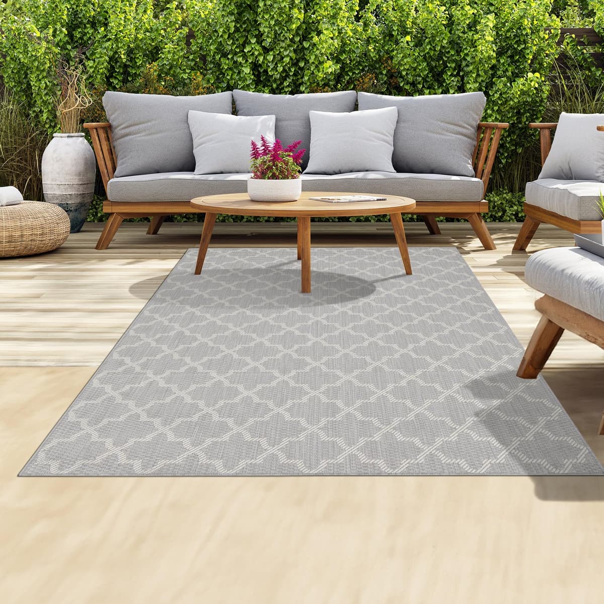 homeart Outdoor Rugs | Easy-Cleaning Indoor & Outdoor Area Rugs for Porch, Deck, Balcony, Garden, Picnic, Kitchen, Hallway | UV & Weather-Resistant Large Patio Rug Mats | Green Cream, 80 x 150 cm — view 48