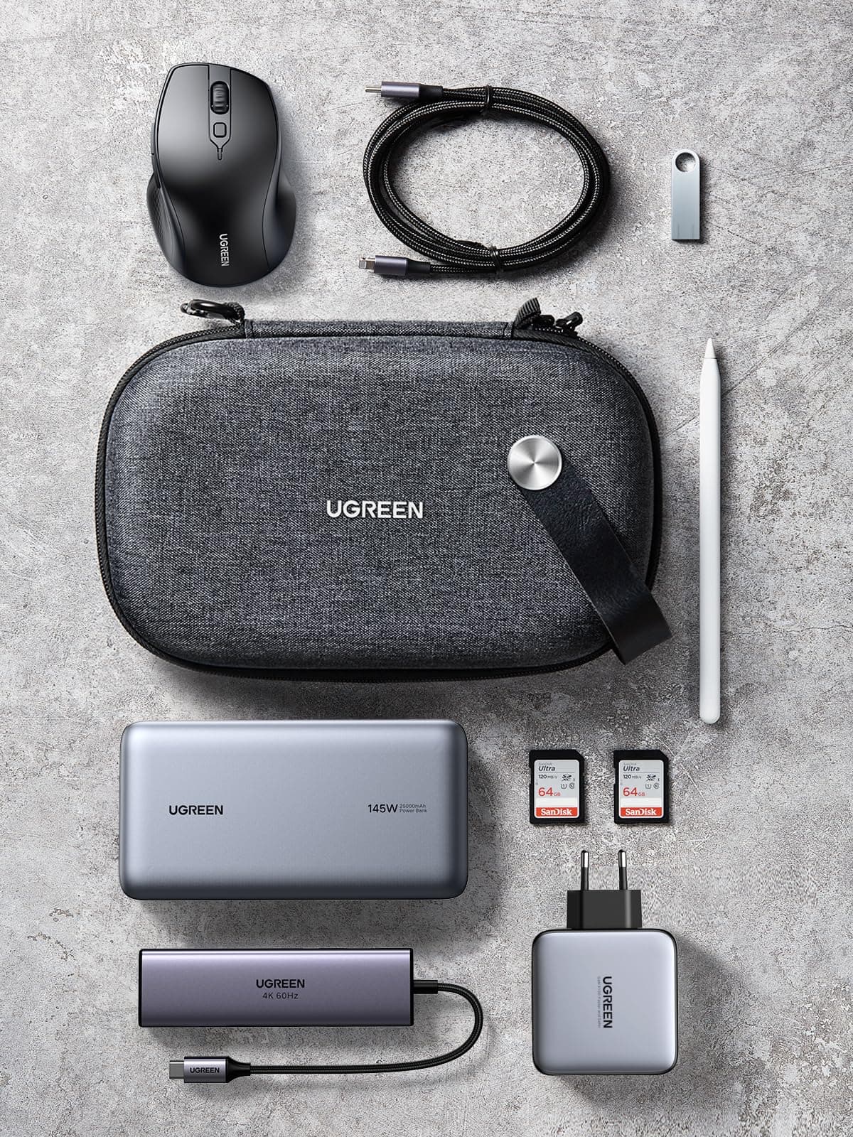 UGREEN Organizador Viaje Almacenamiento de Accesorios Electrónicos, Bolsa de Cable Impermeable, Protección a Prueba de Golpes, para Memoria USB, Cargador de Disco Duro, Batería — view 3