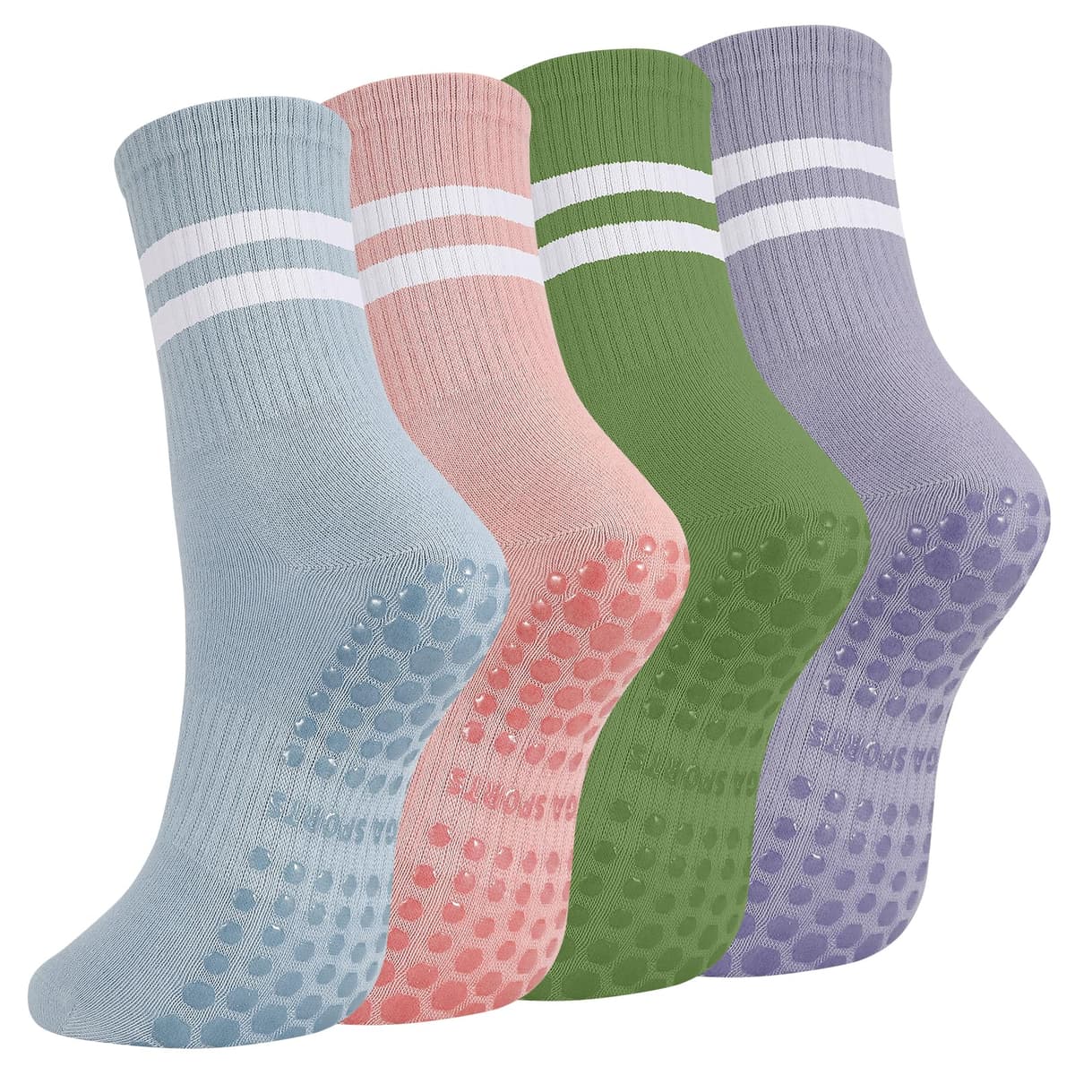 Zuimei Yoga Grip Socks Women, Non Slip Pilates Socks Grippy Socks Ladies Mid-Calf Grip Socks for Ballet Dance Workout Fitness Running — view 14