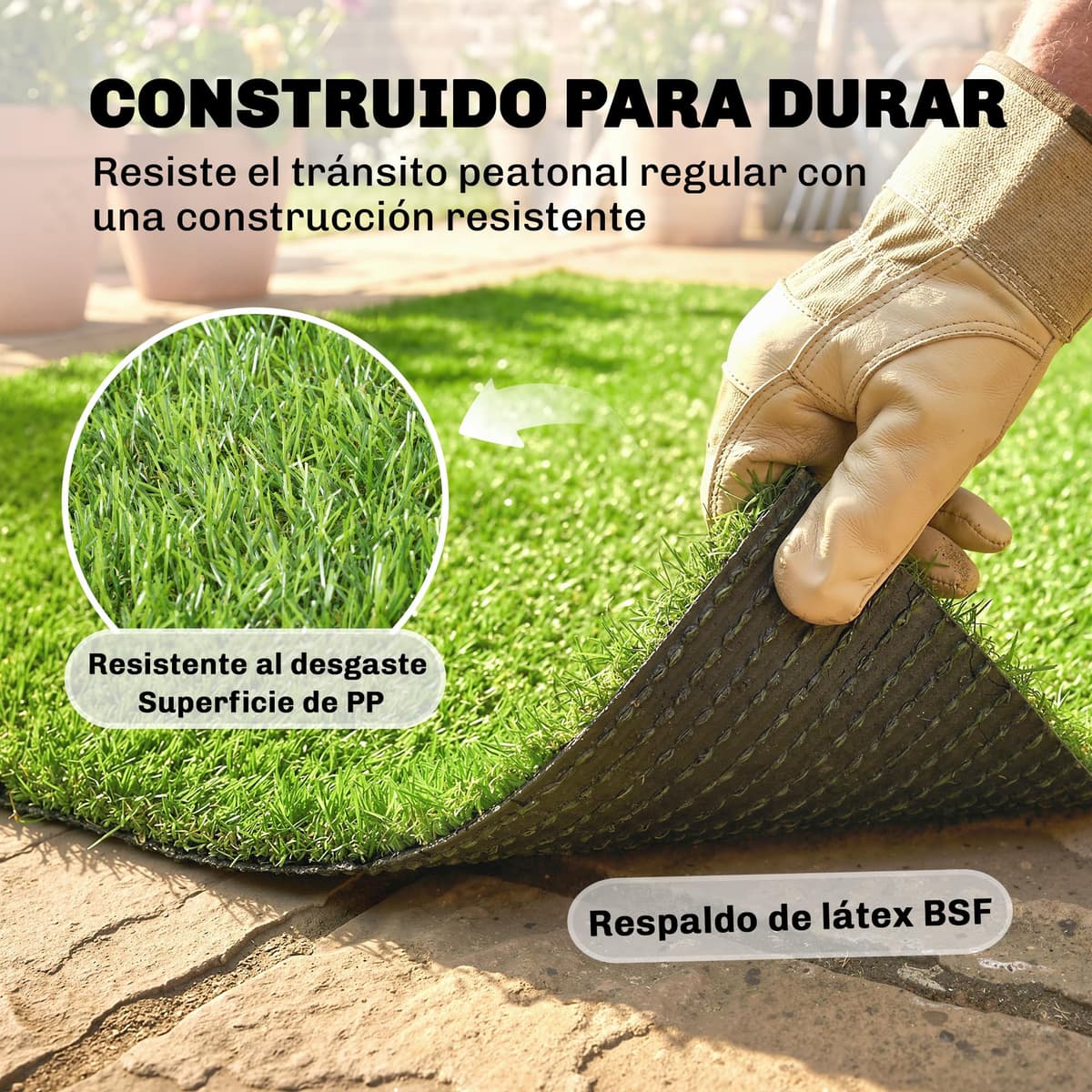 Outsunny Césped Artificial 1m x 4m, Alfombra Césped Artificial con Altura de Hierba 10 mm, Drenaje Automático, para Jardín, Terraza, Patio, Balcón, Interior y Exterior, Verde — view 5