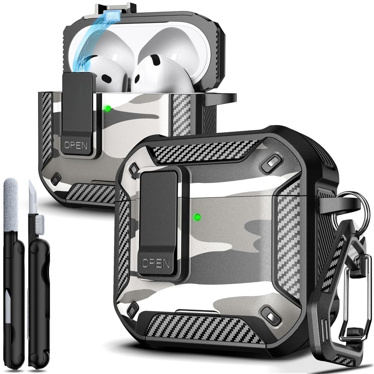 R-fun Compatible con AirPods Pro 2 Gen (Cubierta Auto emergente) con Kit de Limpieza, para Airpods Pro 2/1 Gen (2023/2022/2019), para Estuche Airpods Pro (USB-C/Lightning),Negro — view 44