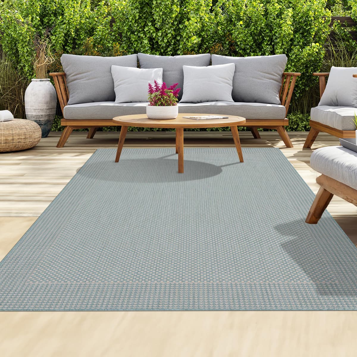 homeart Outdoor Rugs | Easy-Cleaning Indoor & Outdoor Area Rugs for Porch, Deck, Balcony, Garden, Picnic, Kitchen, Hallway | UV & Weather-Resistant Large Patio Rug Mats | Green Cream, 80 x 150 cm — view 33