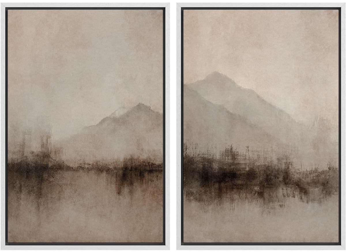 MUDECOR Framed Canvas Print Wall Art Set Watercolor Pastel Duotone Tan Landscape Abstract Shapes Illustrations Modern Art Decorative Contemporary for Living Room, Bedroom, Office - 24"x36"x2 Natural — view 29