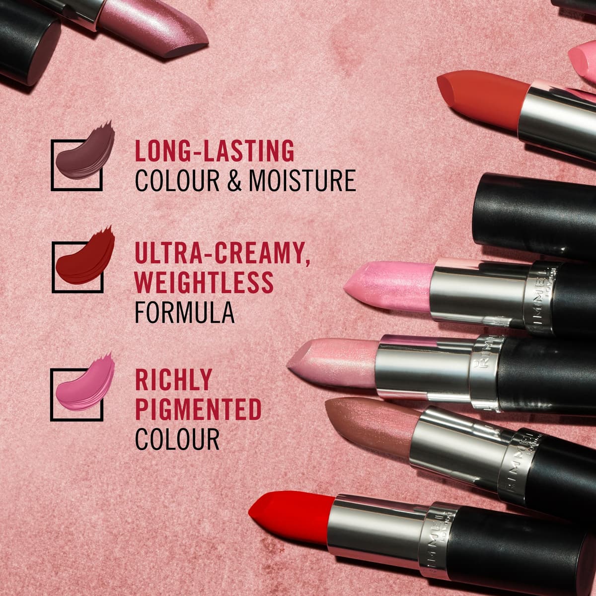 Rimmel Lasting Finish Lipstick 066 Heather Shimmer, Creamy Satin Finish, Long Lasting 8 HR Wear, Comfortable Formula, Rich Pigment — view 7