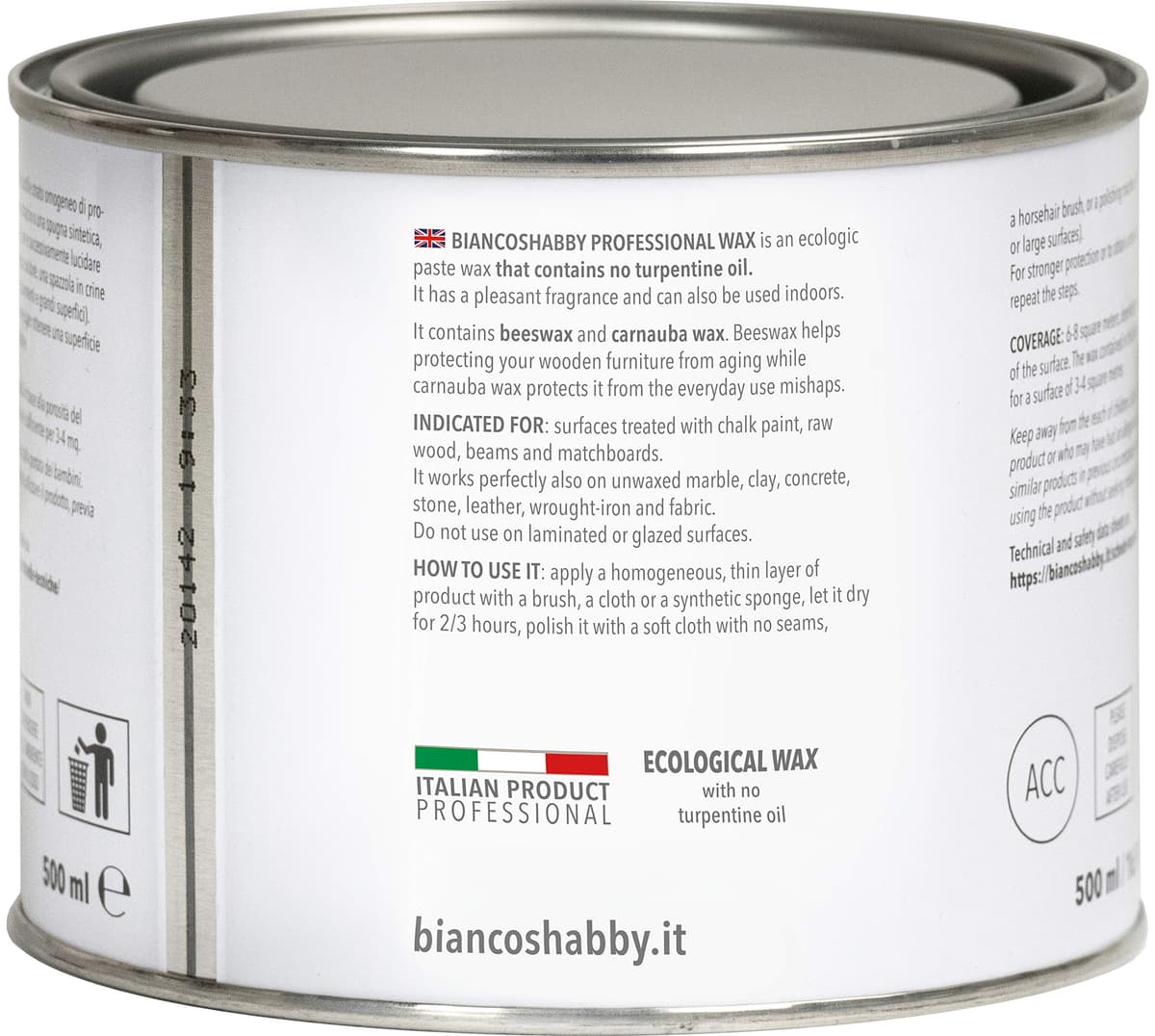 bianco Shabby Cera profesional transparente para decoración y restauración con cera de abeja y cera carnauba (500 ml) — view 4