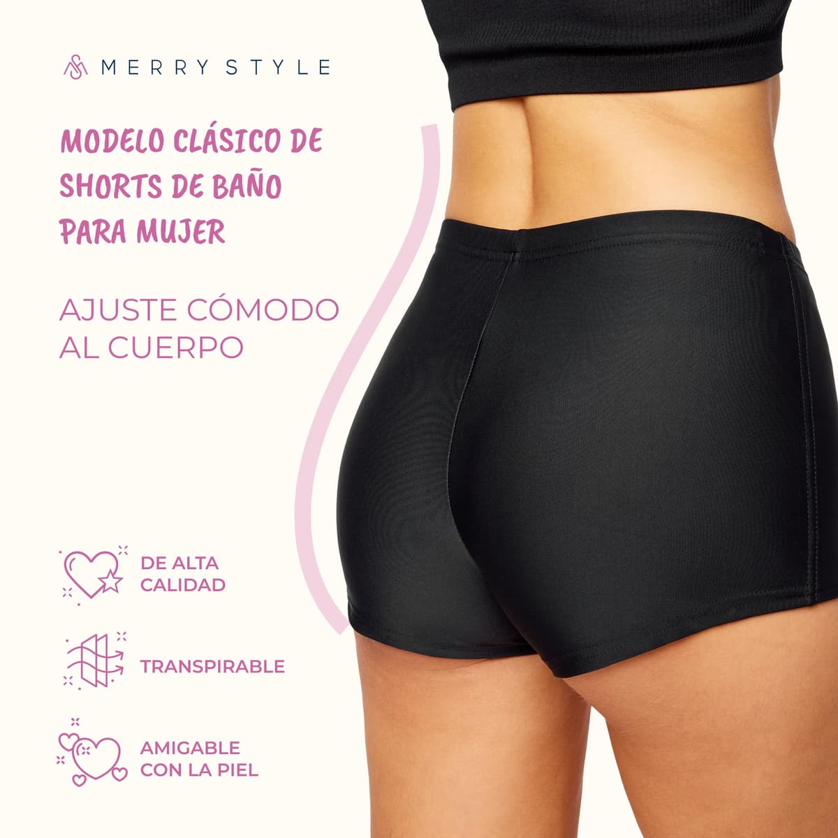 Merry Style Shorts Bañadores Deportivos para Mujer Trajes de Baño Shorts de Natación Bikini para Playa Piscina Deporte Bragas Modelo L23L1 — view 3