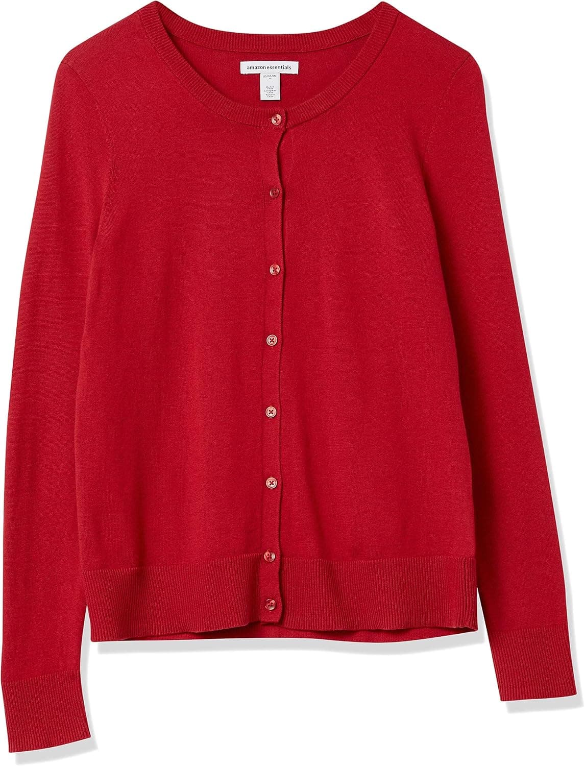 Amazon Essentials Women's Lightweight Crewneck Cardigan Jumper (Available in Plus Size) 5XL Plus Red — view 8
