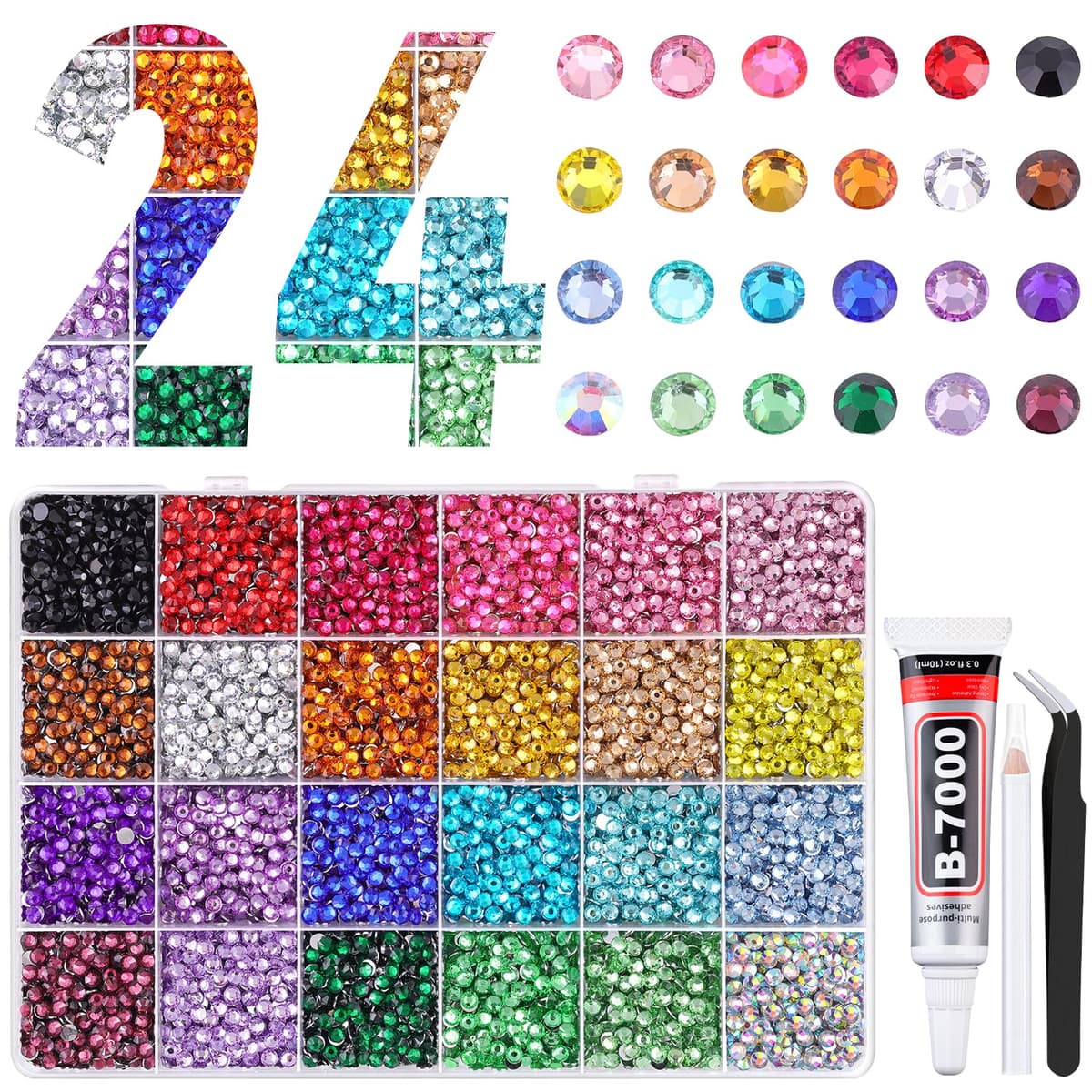 Resin Jelly Rhinestones for Crafting with B7000 Jewelry Glue, 2 Boxes Gold Flatback Crystals with 2Pcs 10ml Glue, Bedazzling Non Hotfix Gems for DIY Tumblers Clothing Shoes Manicure — view 41